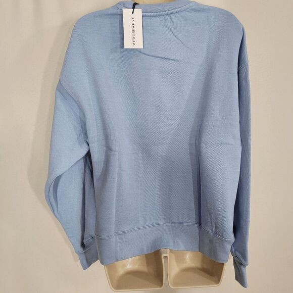 WeWoreWhat Burnout Fleece Light Blue Bell Crewneck Sweatshirt X-Small - Picture 2 of 6
